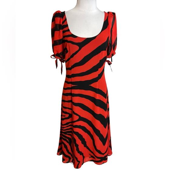 LPA Magda Midi Dress in Zebra black red Animal print Sz S revolve - Picture 7 of 9
